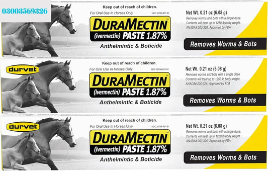 Durvet Duramectin Equine Wormer Paste – 3 Tubes