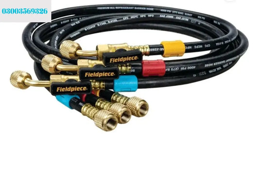 Fieldpiece HR3B Ball Valve Refrigerant Hose Set (3) with Color Tags 1/4’’ x 1/4